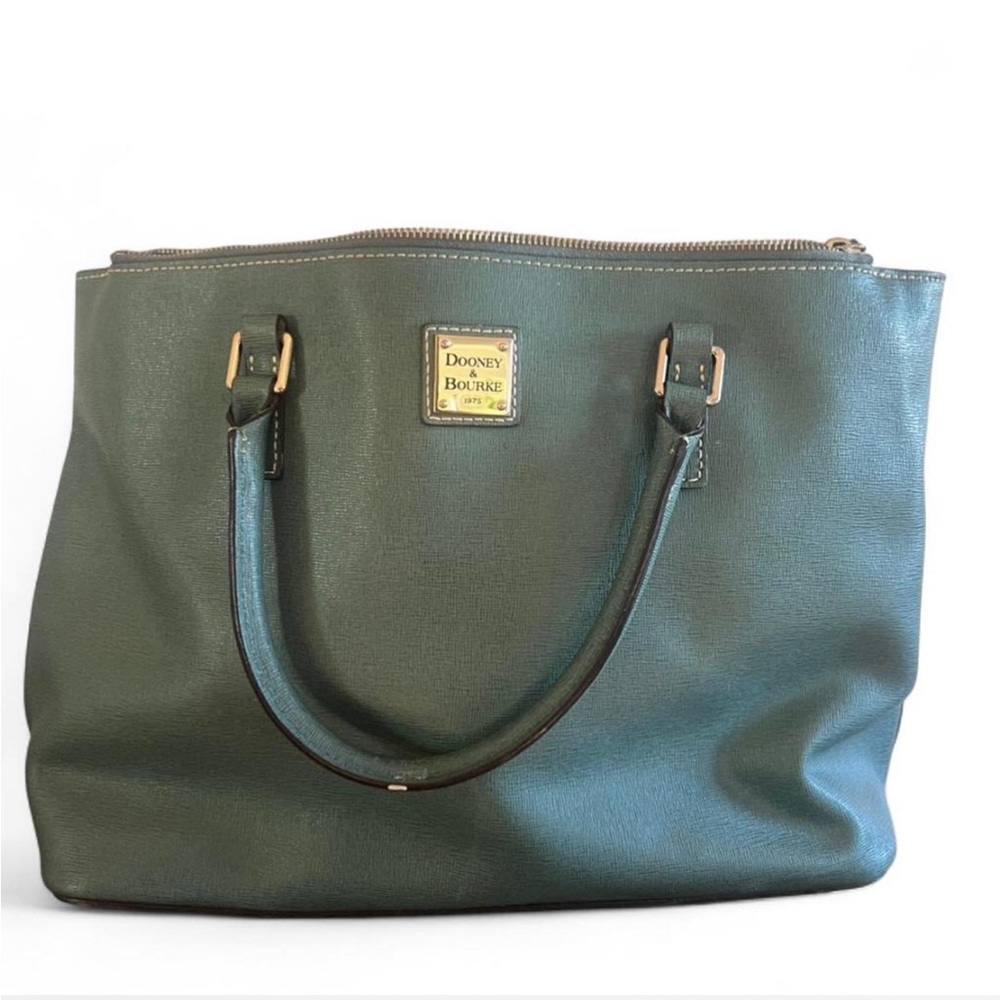 Vintage Dooney & Bourke Blue Green Leather Satchel